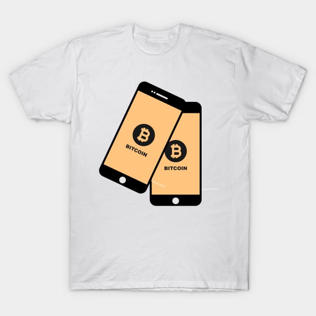 bitcoin digital assets currency in smart phone display T-Shirt by asepsarifudin09